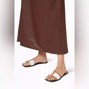 STAUD Amelie Flat Sandals in Croc-Embossed Nappa / Size 41 /